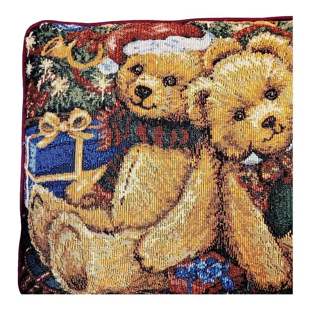 Teddy Bears‎ Santa Needlepoint Christmas Pillow Teddy Bear With Presents 16